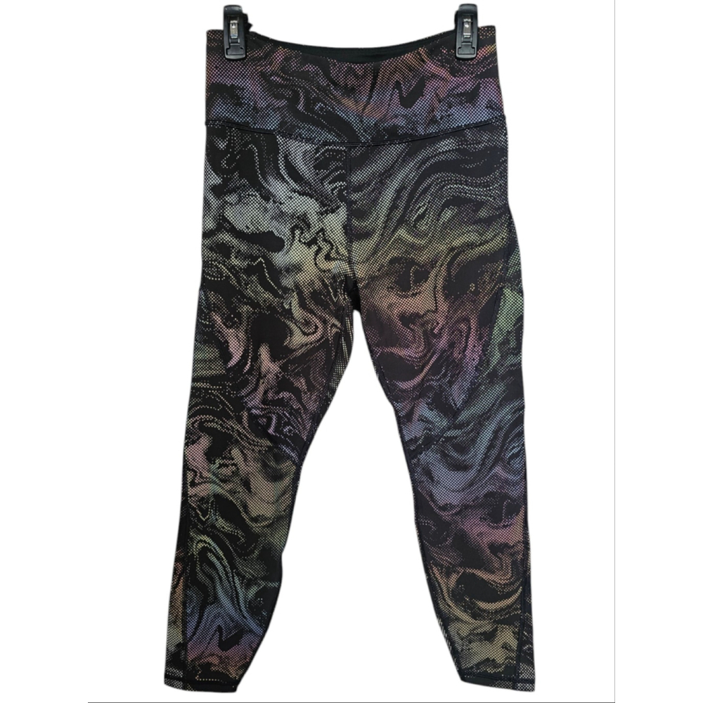 Athleta Leggings High Rise Reflective 7/8 Tight Swirl Multicolor Medium EUC